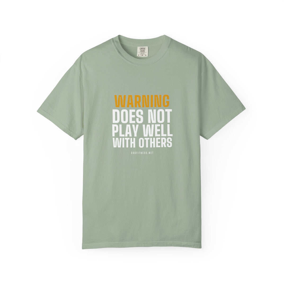 Warning Label men's tee in Bay - funny gym shirt by DoD Fitness