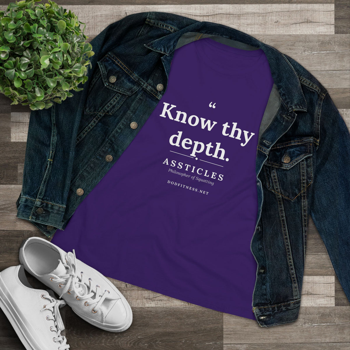 Assticles - Know Thy Depth women's tee - funny gym shirt by DoD Fitness