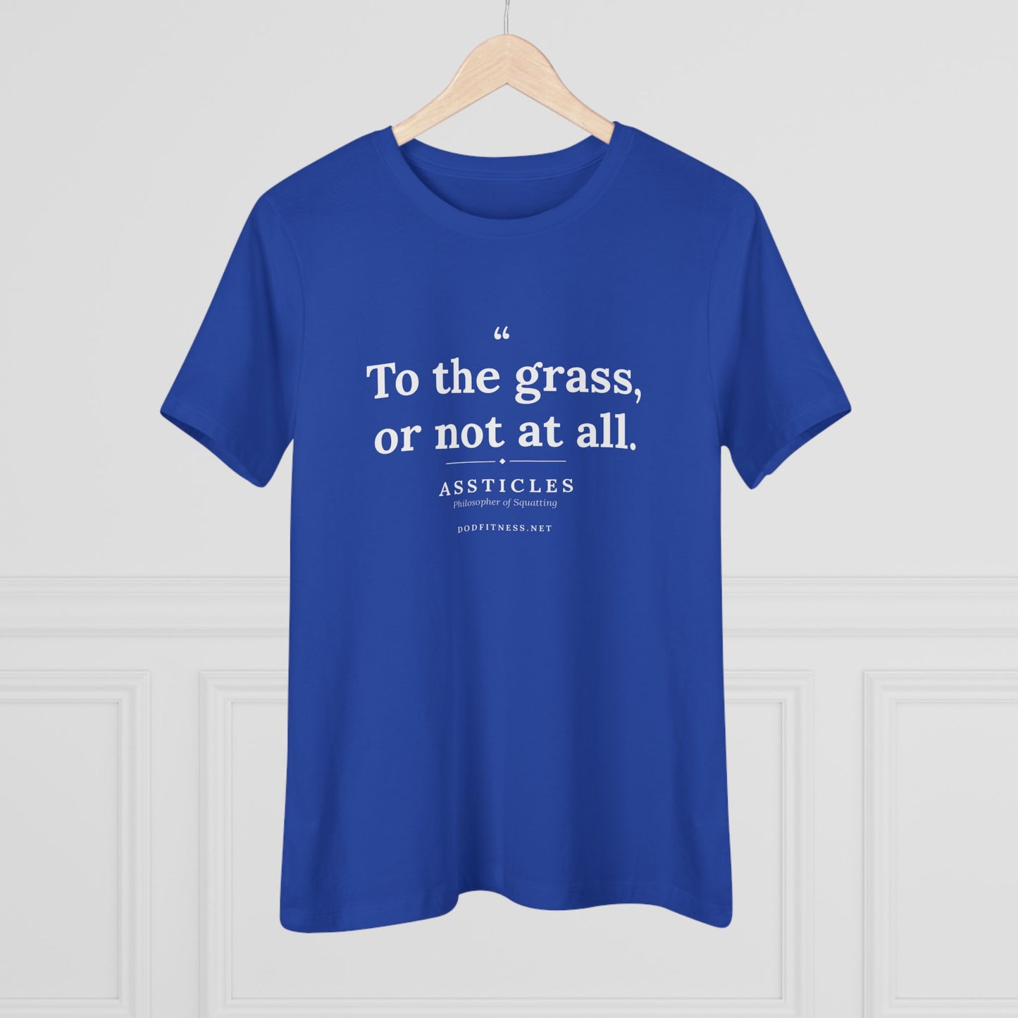 Assticles - To The Grass Or Not At All women's tee in Asphalt - funny gym shirt by DoD Fitness