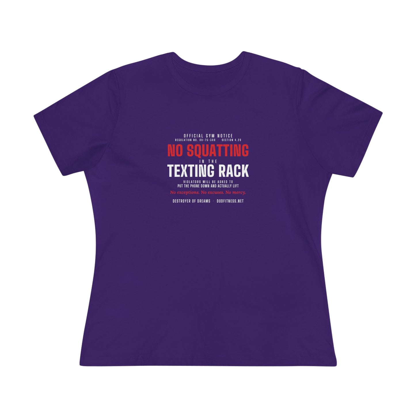DoD Fitness - No Squatting Texting Rack Women's Tee