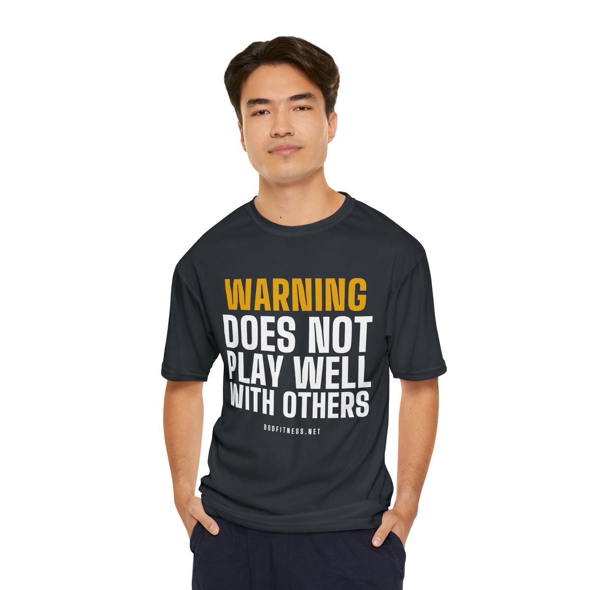 Warning Label performance tee - funny gym shirt by DoD Fitness