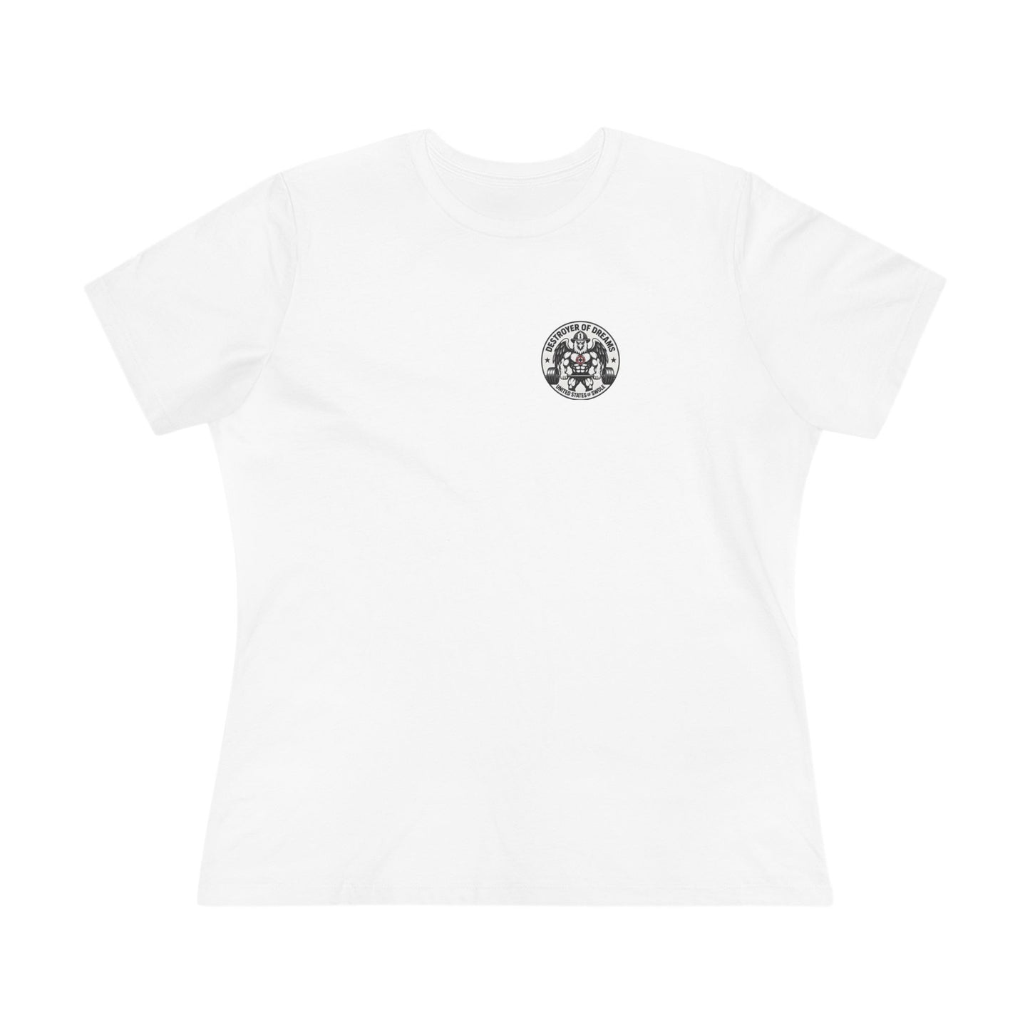 Thin Red Line women's tee in White - funny gym shirt by DoD Fitness