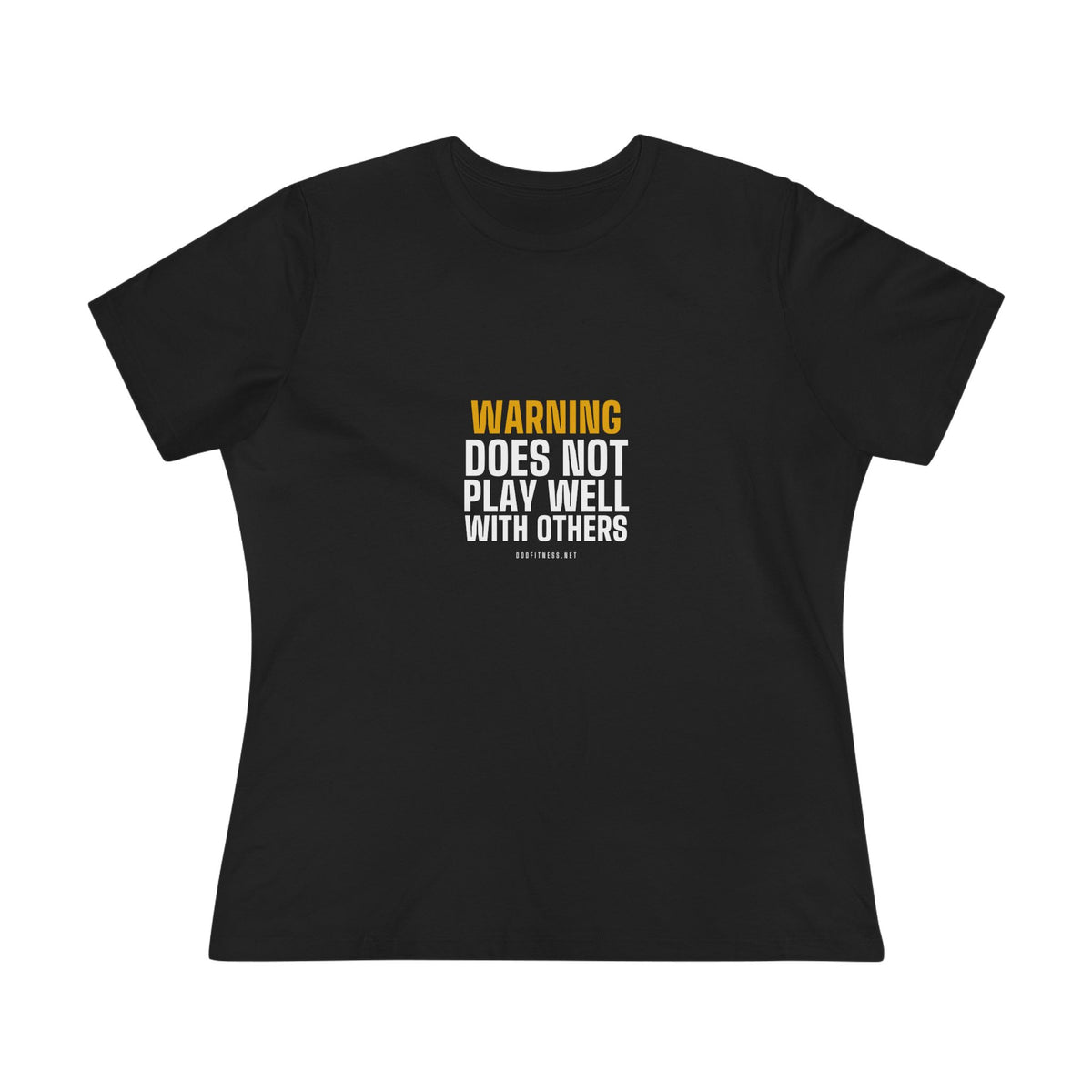 Warning Label women's tee in Navy - funny gym shirt by DoD Fitness
