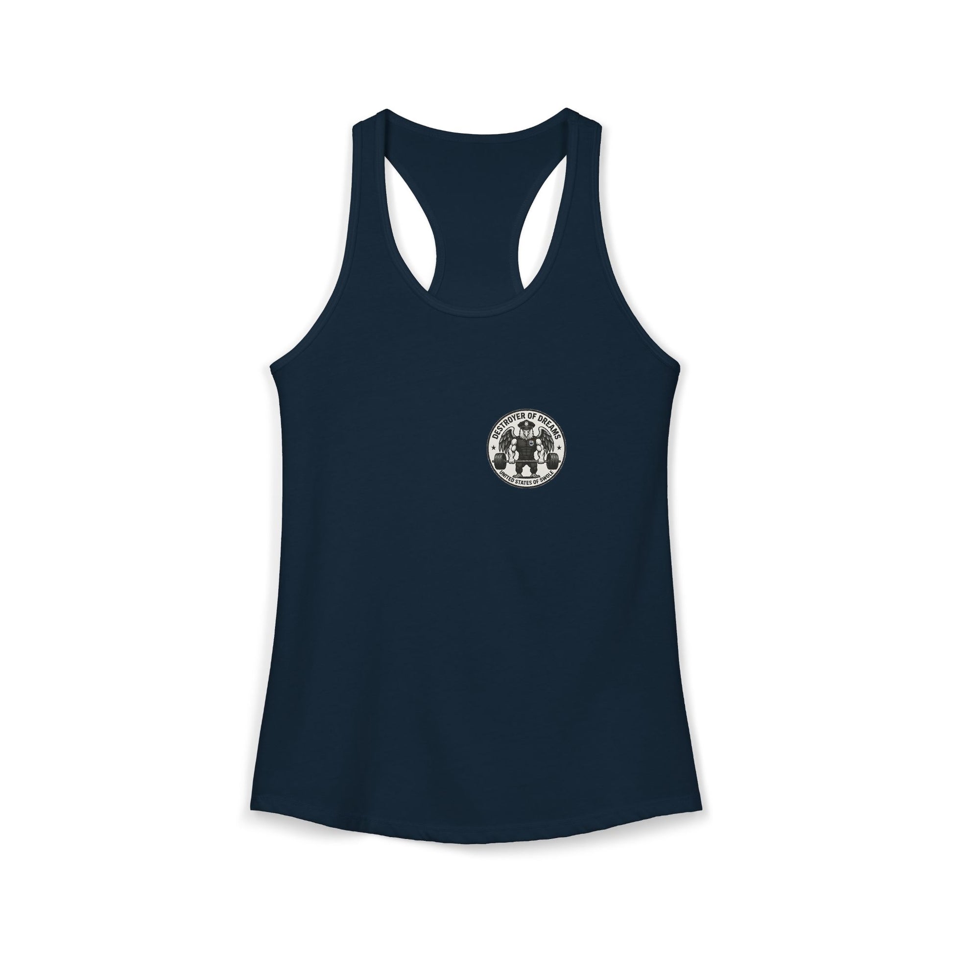 Thin Blue Line women's tank in Solid Midnight Navy - funny gym shirt by DoD Fitness