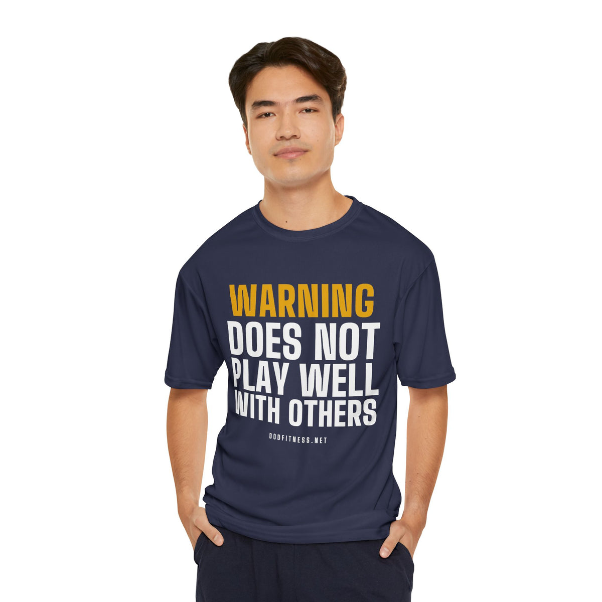 Warning Label performance tee - funny gym shirt by DoD Fitness