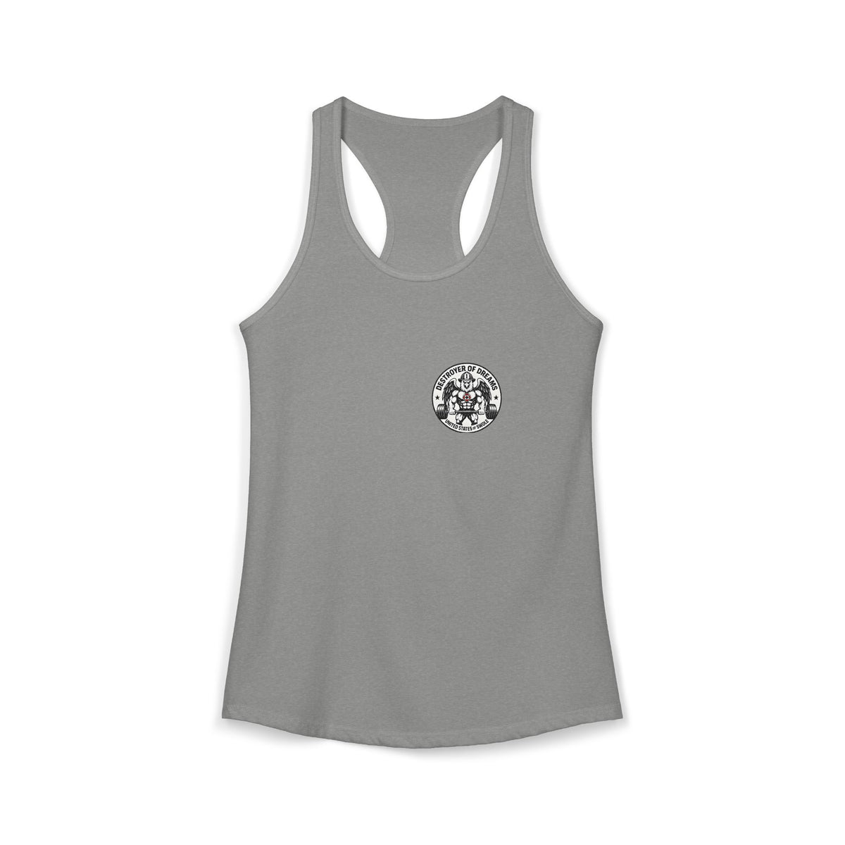Thin Red Line women's tank in Heather Grey - funny gym shirt by DoD Fitness