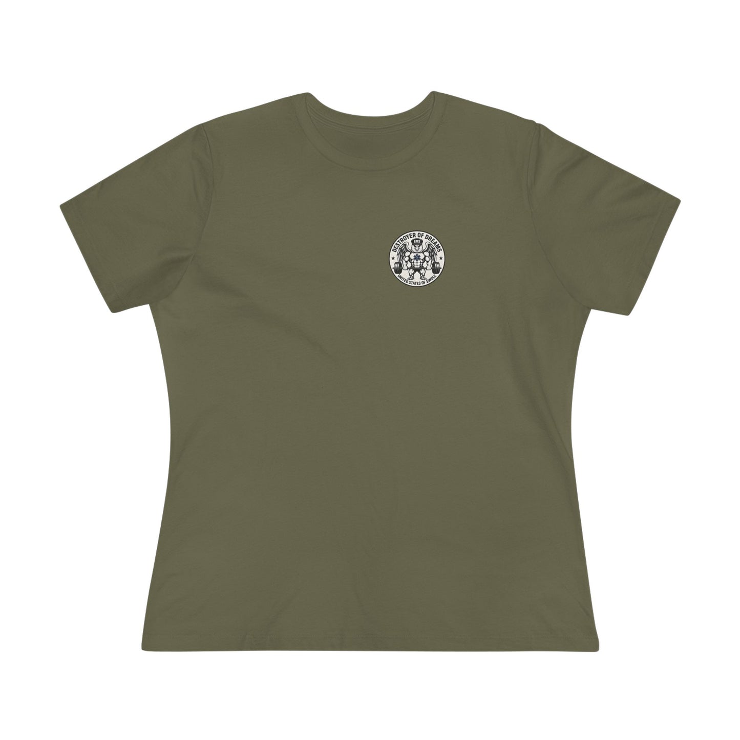Thin Green Line women's tee in Military Green - funny gym shirt by DoD Fitness