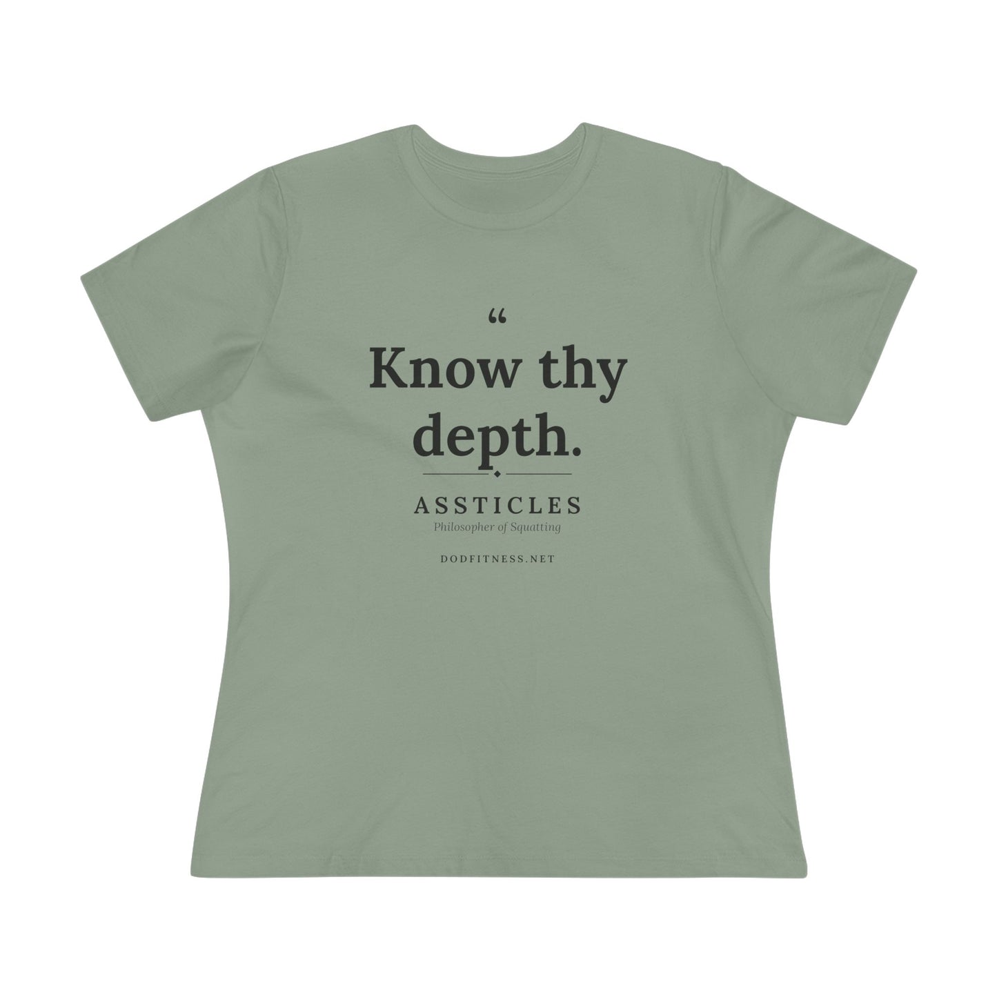 Assticles - Know Thy Depth women's tee - funny gym shirt by DoD Fitness