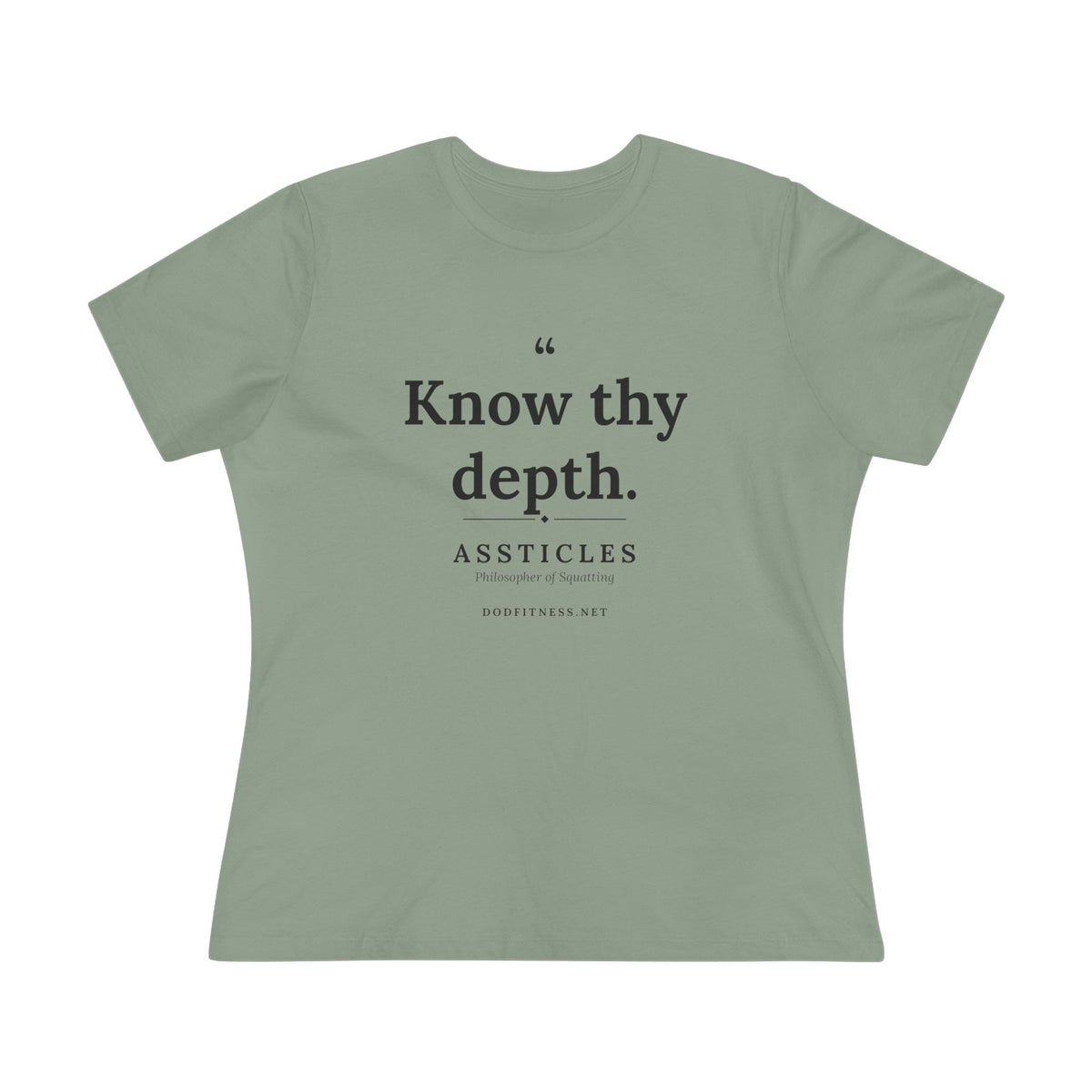 Assticles - Know Thy Depth women's tee - funny gym shirt by DoD Fitness