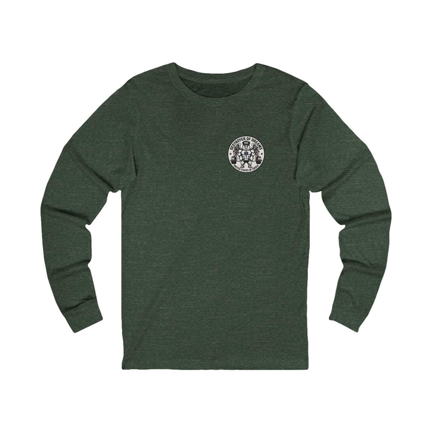 Thin Green Line long sleeve in Heather Forest - funny gym shirt by DoD Fitness