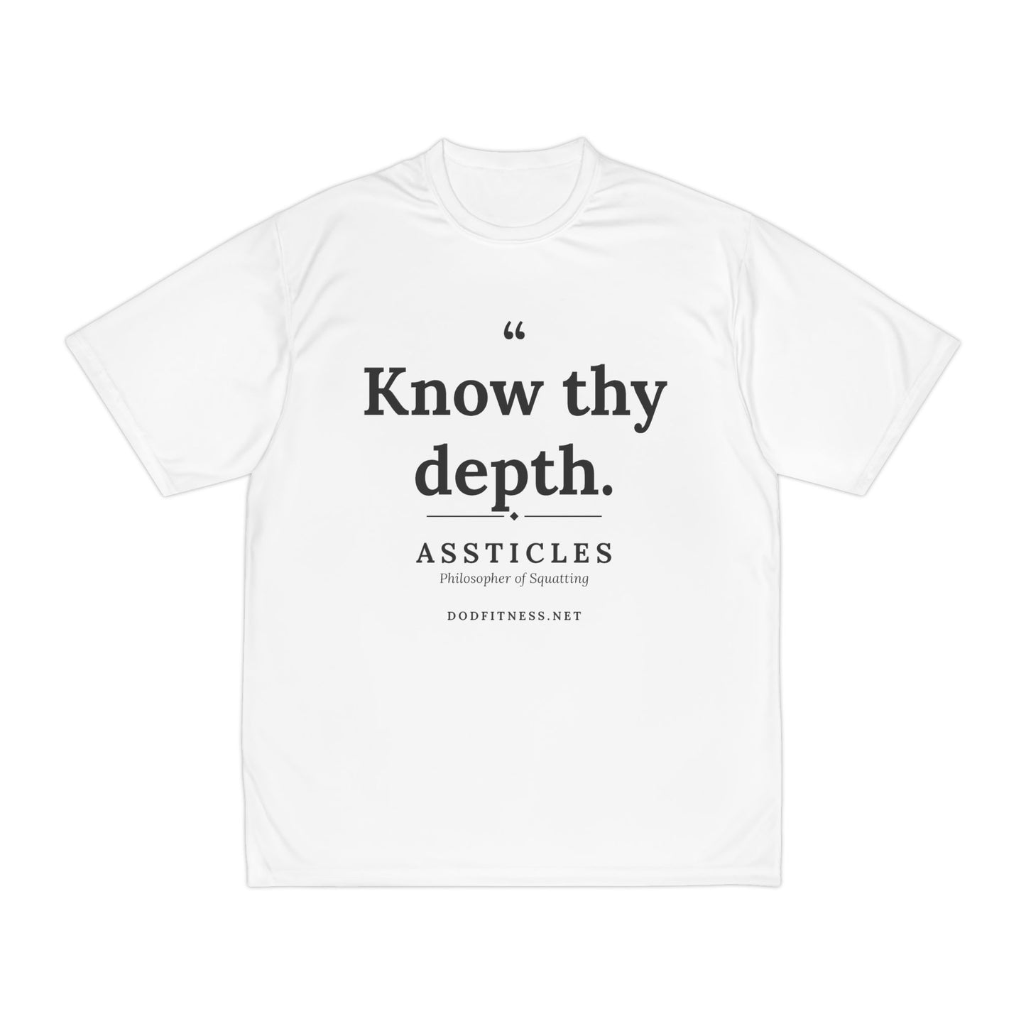 Assticles - Know Thy Depth performance tee - funny gym shirt by DoD Fitness