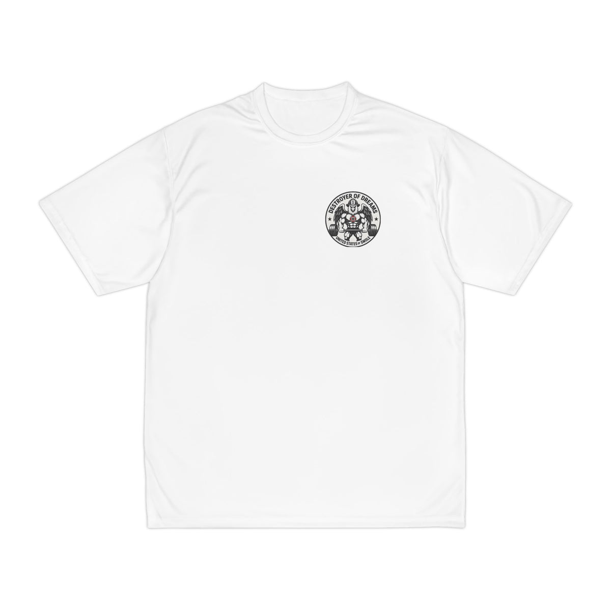 Thin Red Line moisture wicking shirt in White - funny gym shirt by DoD Fitness