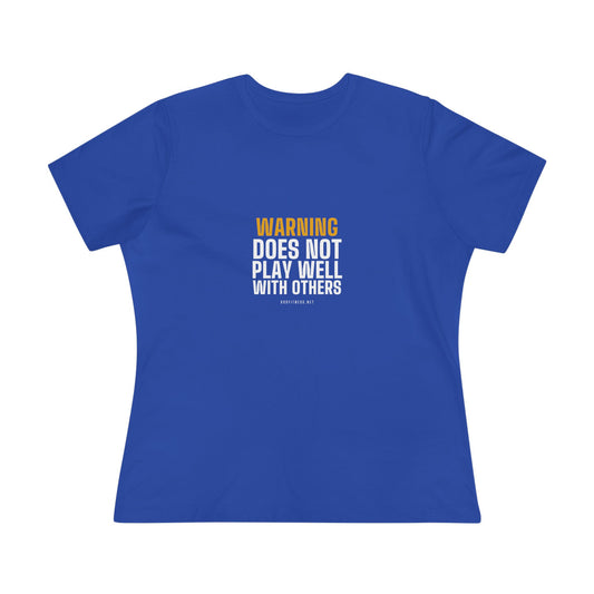 Warning Label women's tee in Black - funny gym shirt by DoD Fitness