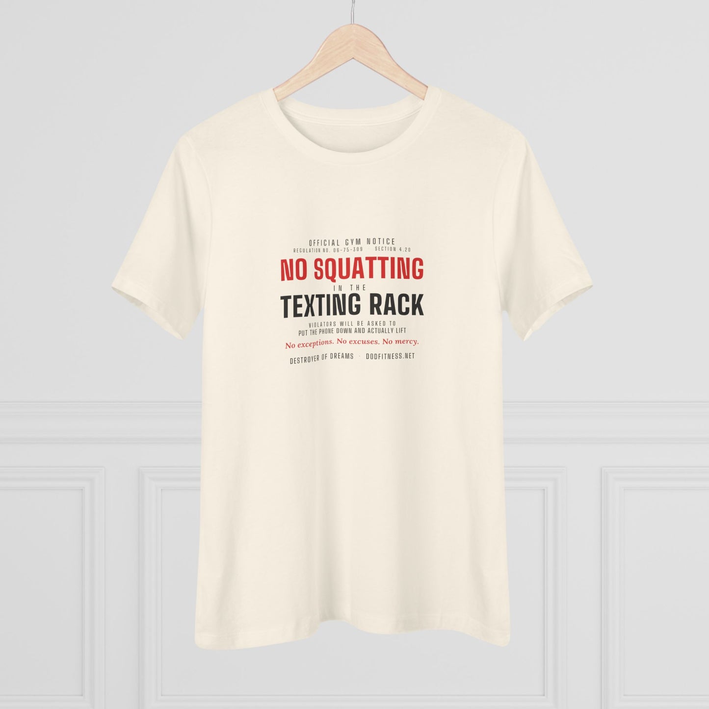 DoD Fitness - No Squatting Texting Rack Women's Tee