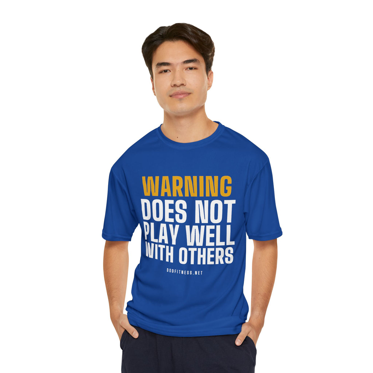 Warning Label performance tee - funny gym shirt by DoD Fitness