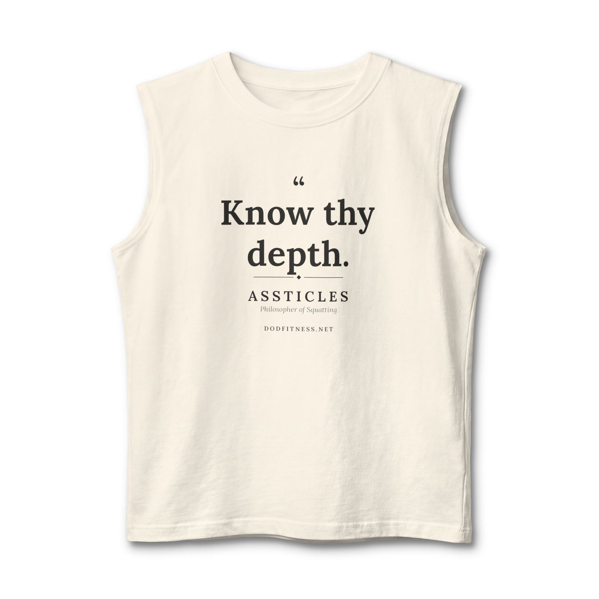 Assticles - Know Thy Depth stringer tank - funny gym tank by DoD Fitness
