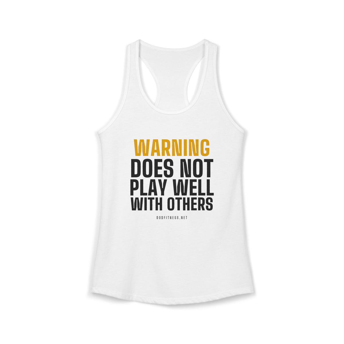Warning Label women's racerback tank - funny gym tank by DoD Fitness