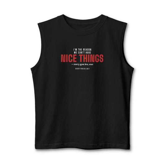 Nice Things stringer tank in Black - funny gym tank by DoD Fitness