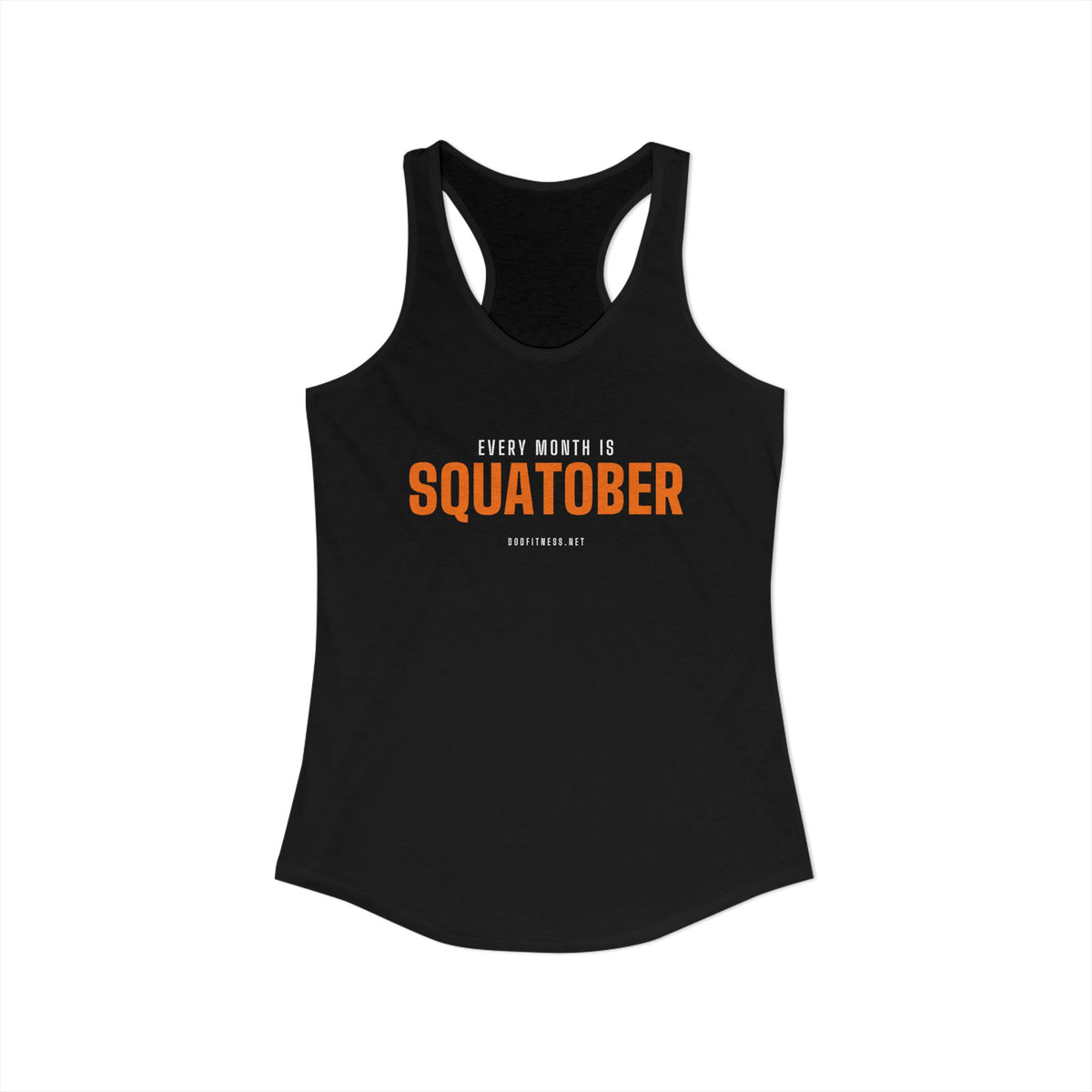 Squatober women's racerback tank in Solid Black - funny gym tank by DoD Fitness
