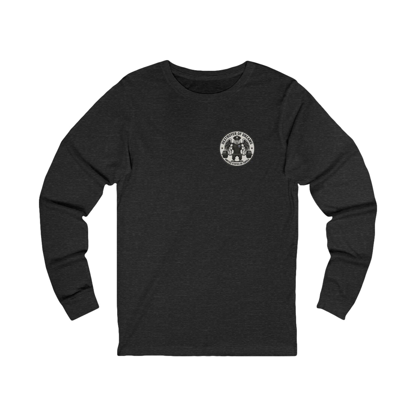Thin Blue Line long sleeve in Dark Grey Heather - funny gym shirt by DoD Fitness