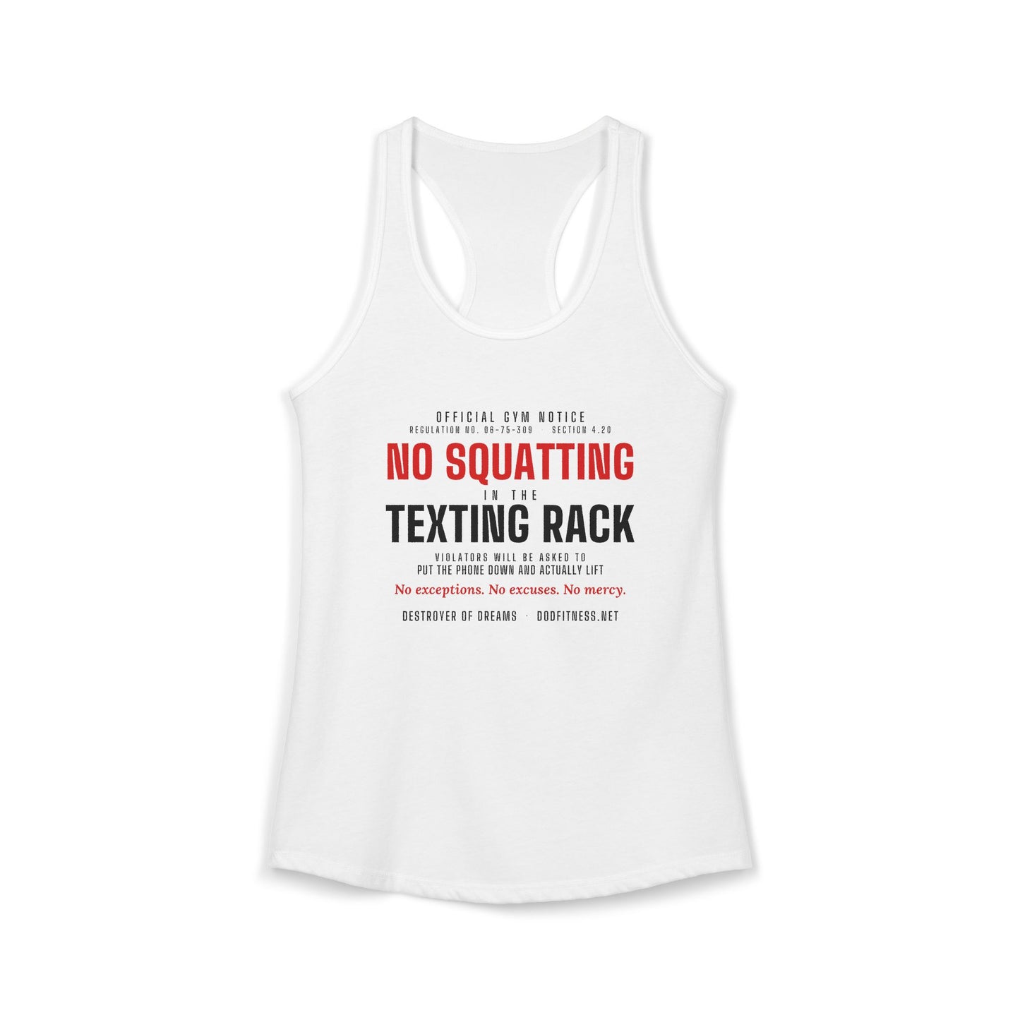 DoD Fitness - No Squatting Texting Rack Women's Tank