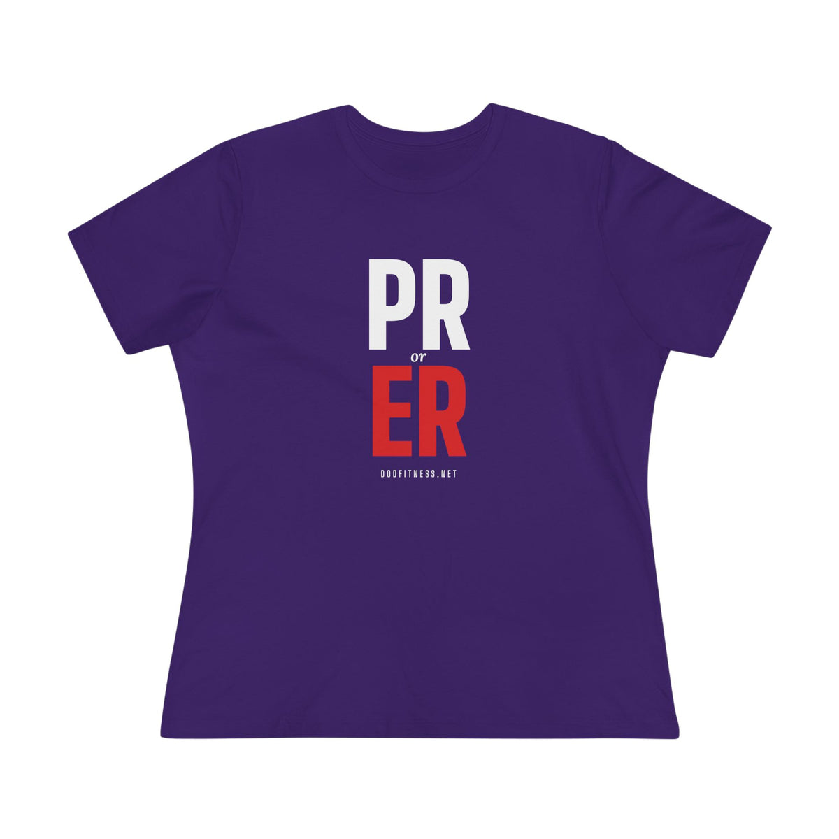 PR or ER women's tee in Navy - funny gym shirt by DoD Fitness