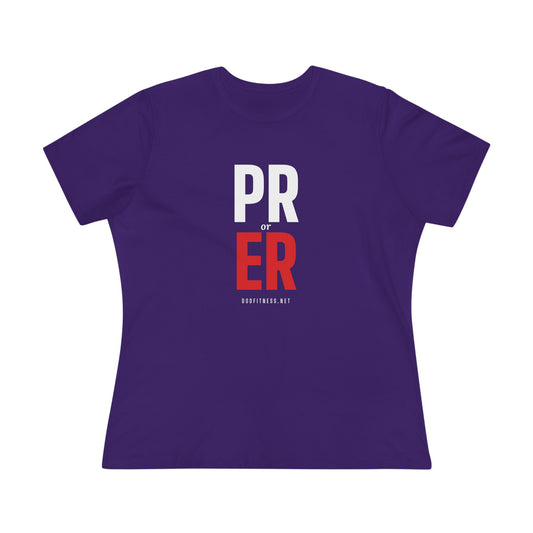 PR or ER women's tee in Navy - funny gym shirt by DoD Fitness