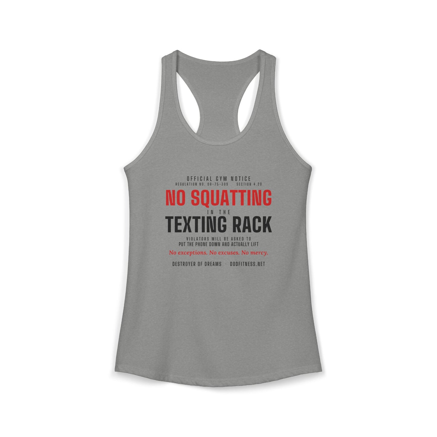 DoD Fitness - No Squatting Texting Rack Women's Tank