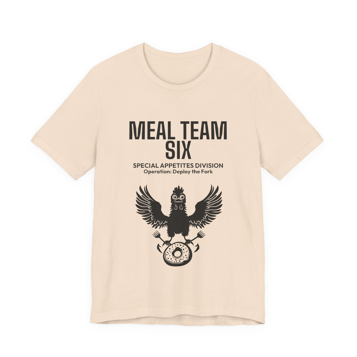 MEAL Team 6 - Deploy the Fork men's tee in Soft Cream - funny gym shirt by DoD Fitness