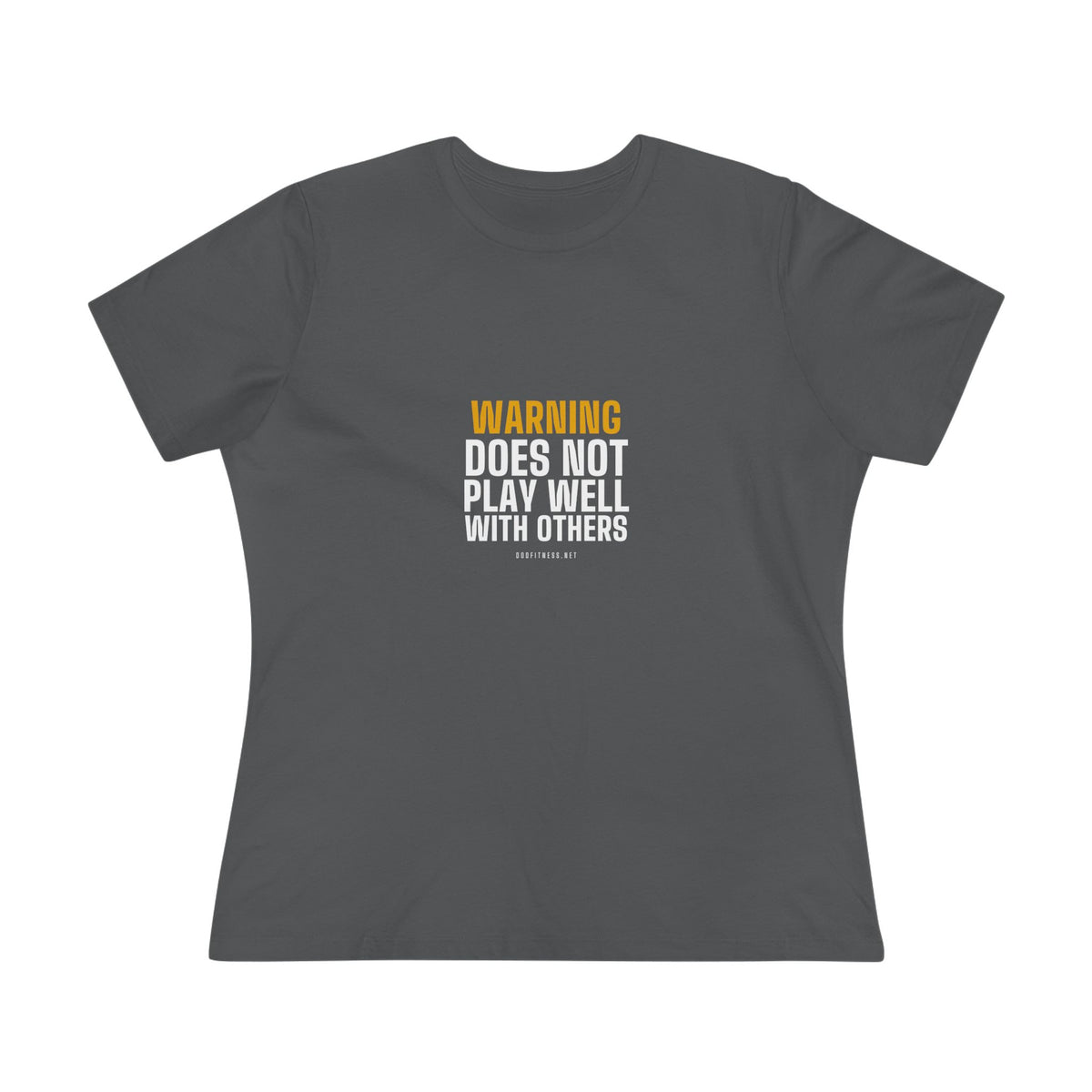 Warning Label women's tee in Asphalt - funny gym shirt by DoD Fitness