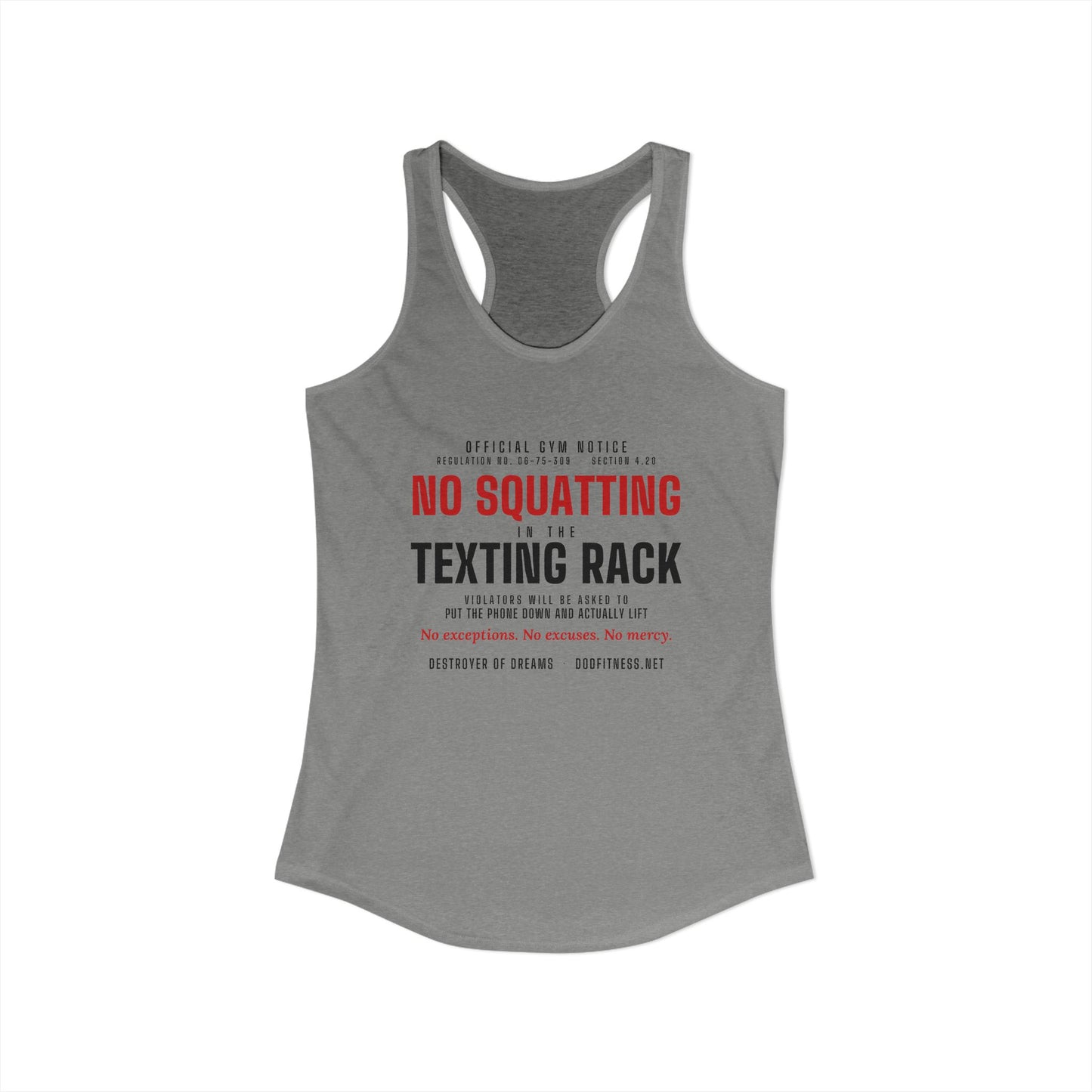 DoD Fitness - No Squatting Texting Rack Women's Tank