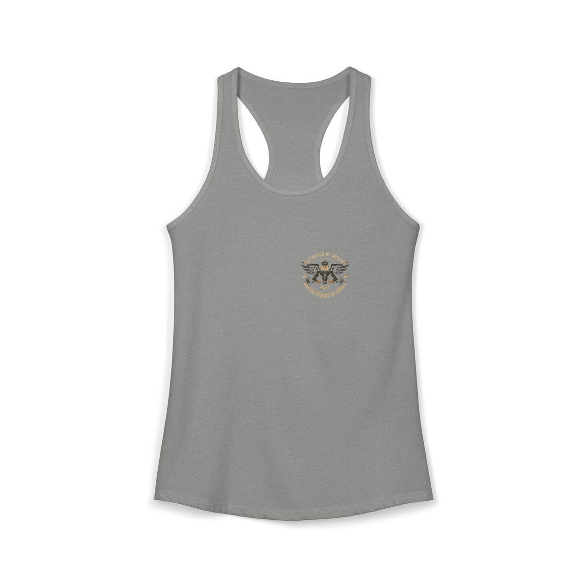 United We Serve - Military women's tank in Heather Grey - funny gym shirt by DoD Fitness