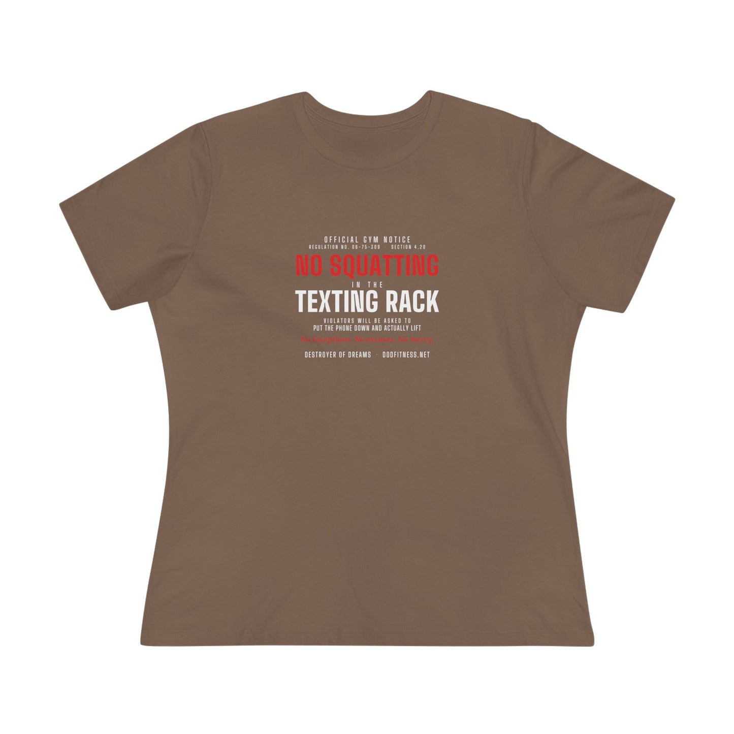 DoD Fitness - No Squatting Texting Rack Women's Tee