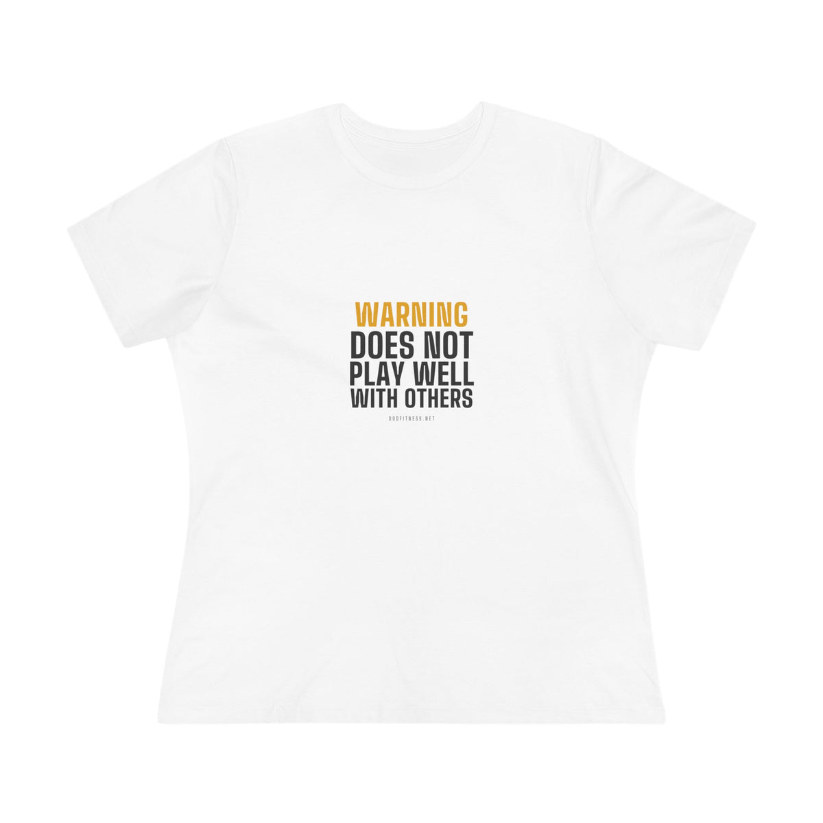 Warning Label women's tee in White - funny gym shirt by DoD Fitness