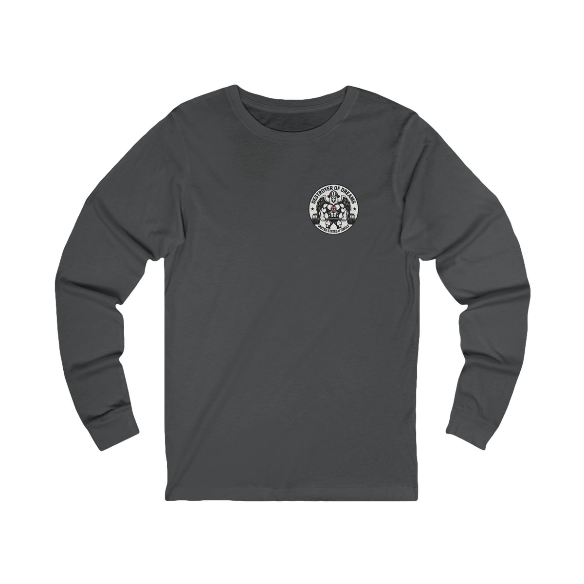 Thin Red Line long sleeve in Asphalt - funny gym shirt by DoD Fitness