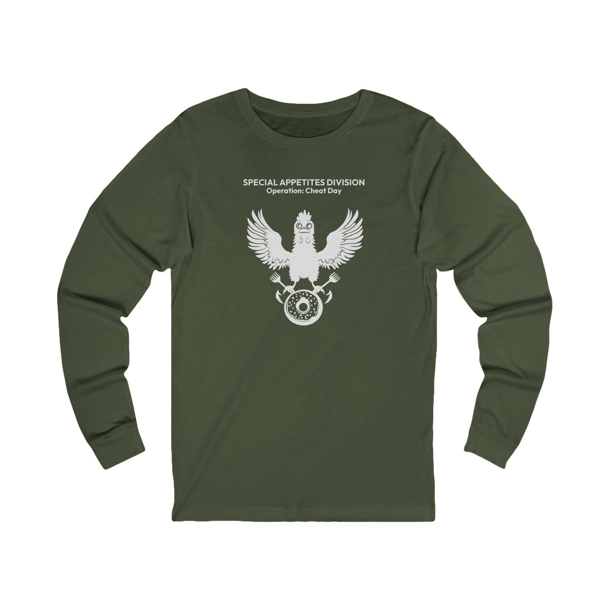 MEAL Team 6 - Operation: Cheat Day long sleeve tee in Military Green - funny gym shirt by DoD Fitness
