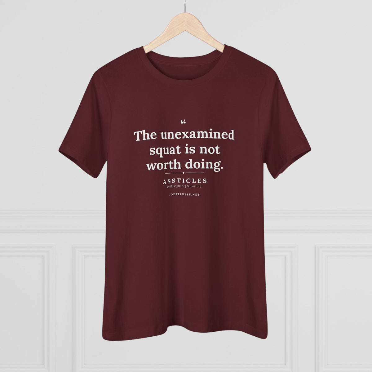 Assticles - The Unexamined Squat women's tee - funny gym shirt by DoD Fitness