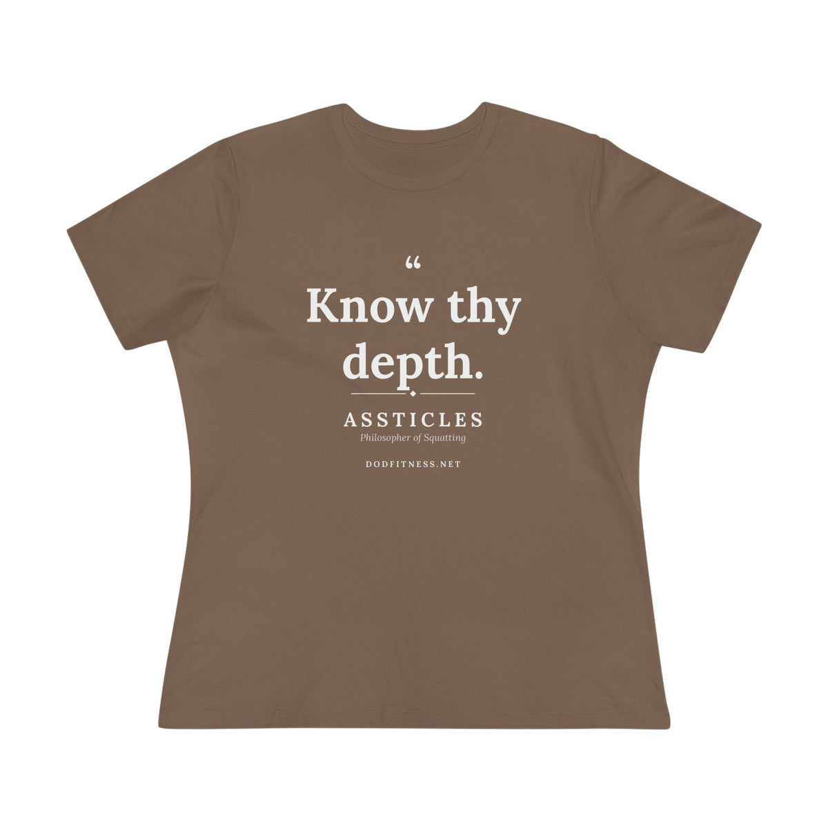 Assticles - Know Thy Depth women's tee - funny gym shirt by DoD Fitness