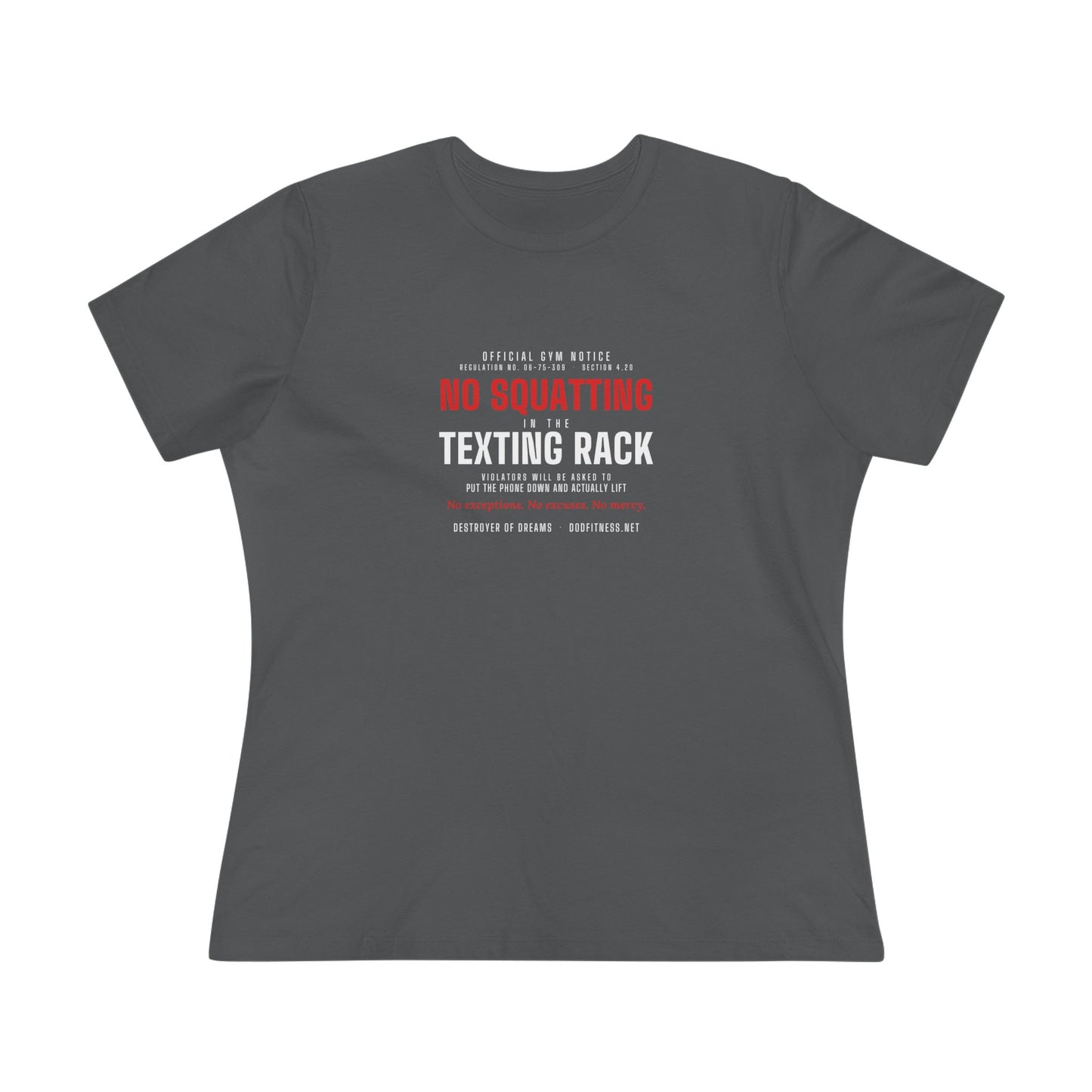 DoD Fitness - No Squatting Texting Rack Women's Tee