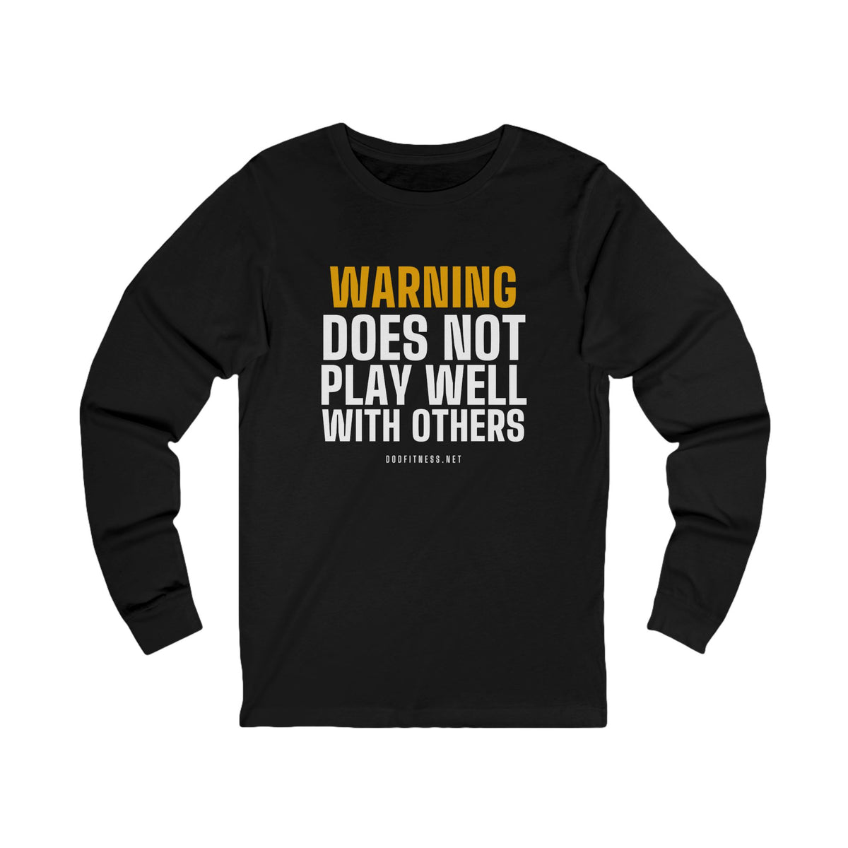 Warning Label long sleeve tee in Black - funny gym shirt by DoD Fitness