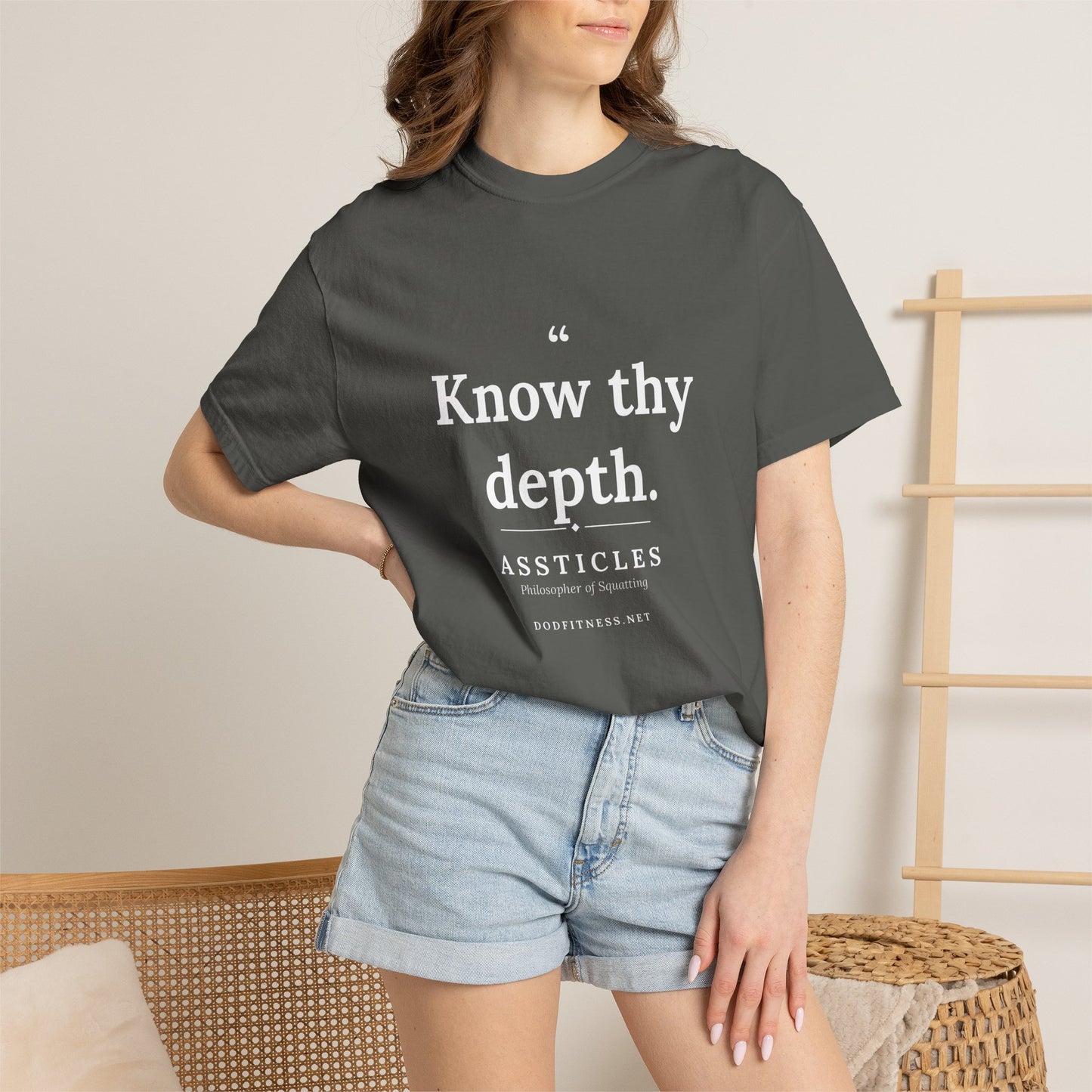 Assticles - Know Thy Depth men's tee in Pepper - funny gym shirt by DoD Fitness