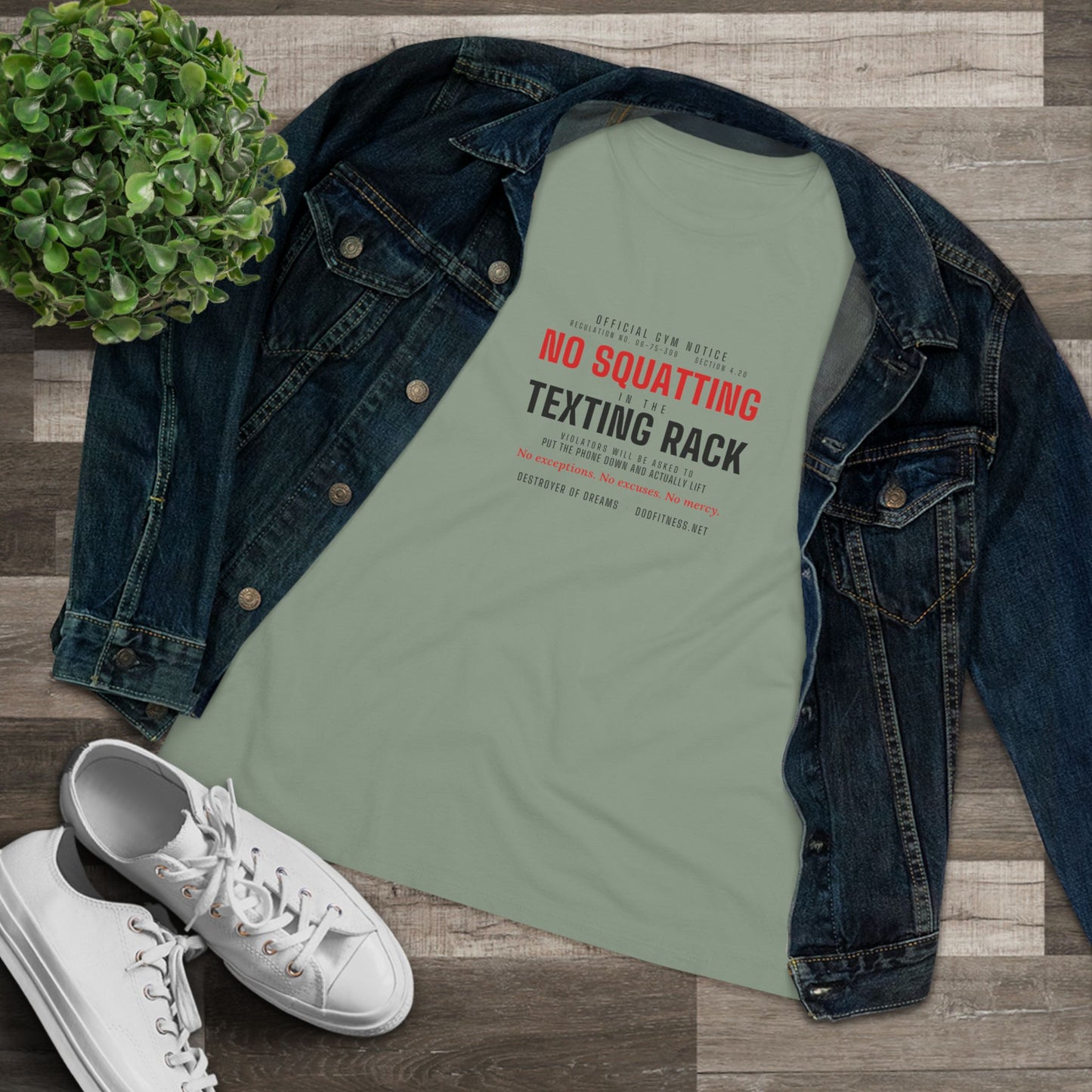 DoD Fitness - No Squatting Texting Rack Women's Tee