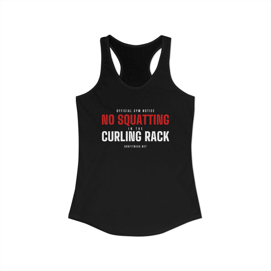 Curling Rack women's racerback tank in Solid Black - funny gym tank by DoD Fitness