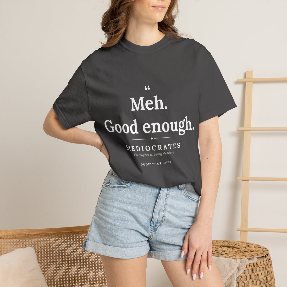 Mediocrates - Meh Good Enough men's tee in Graphite - funny gym shirt by DoD Fitness