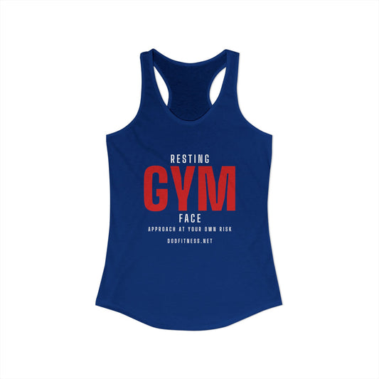 Resting Gym Face women's racerback tank in Solid Royal - funny gym tank by DoD Fitness