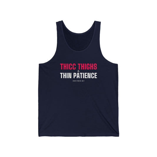 Thicc Thighs men's tank in Navy - funny gym tank by DoD Fitness