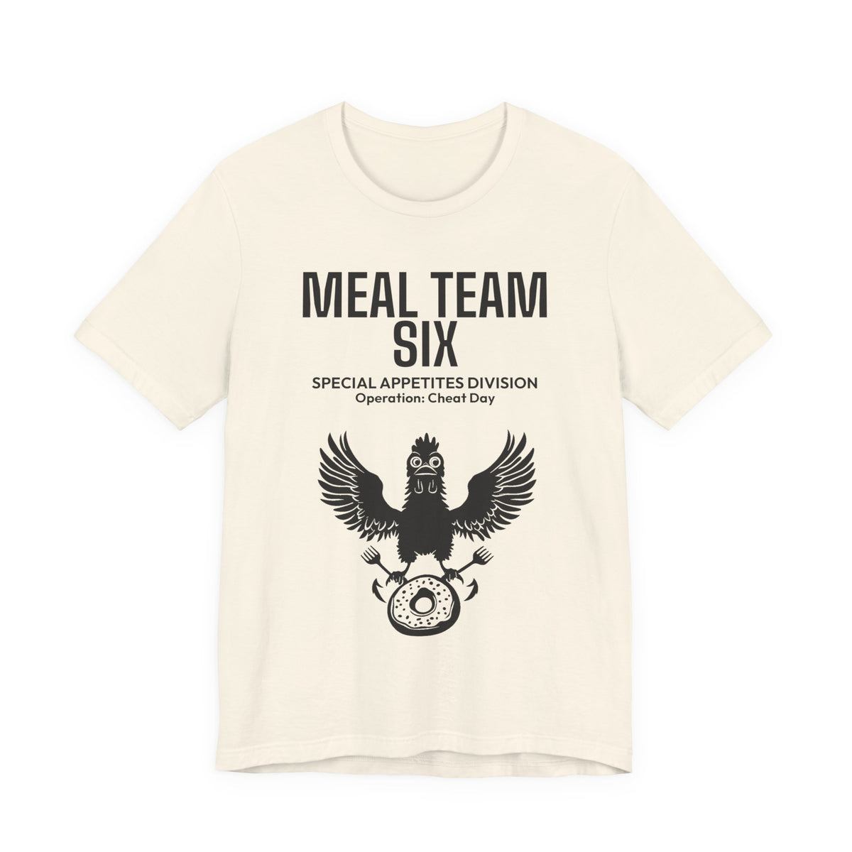 MEAL Team 6 - Operation: Cheat Day men's tee in Natural - funny gym shirt by DoD Fitness