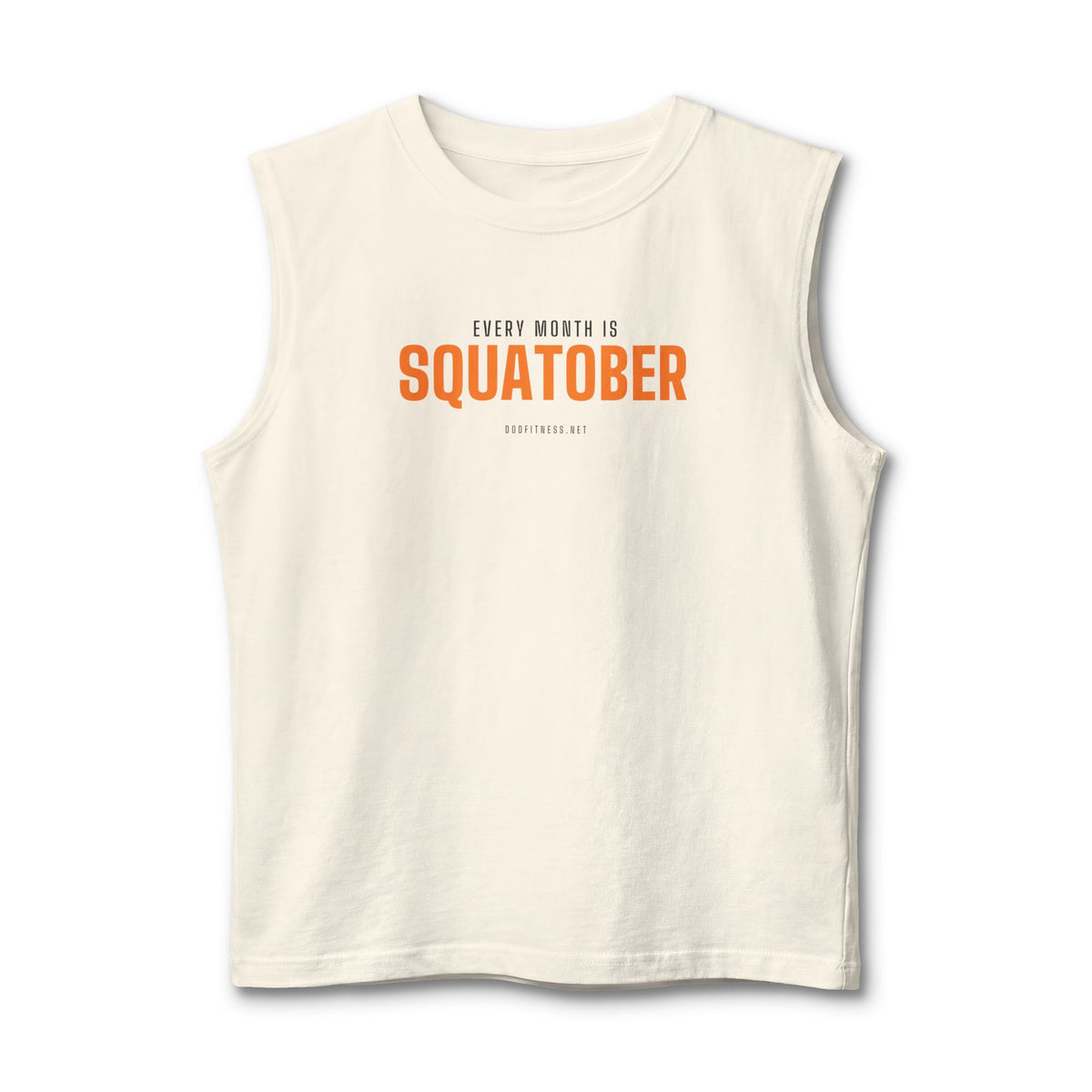Squatober stringer tank in Natural - funny gym tank by DoD Fitness