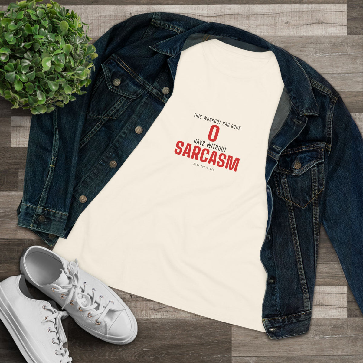 0 Days Sarcasm women's tee - funny gym shirt by DoD Fitness