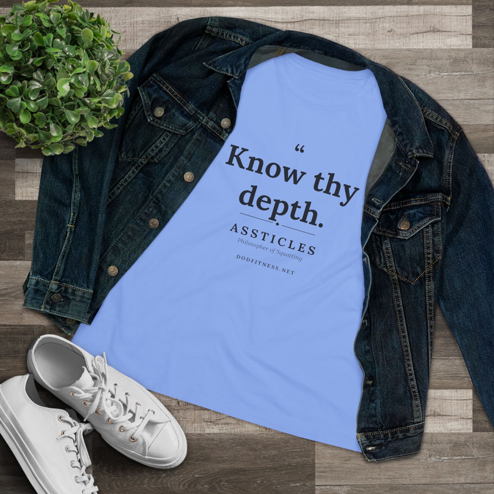 Assticles - Know Thy Depth women's tee - funny gym shirt by DoD Fitness